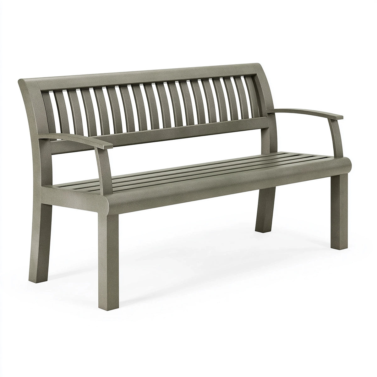 Gartenbank 150 x 65 x 85 cm aus Kunststoff Taupe mit Armlehnen