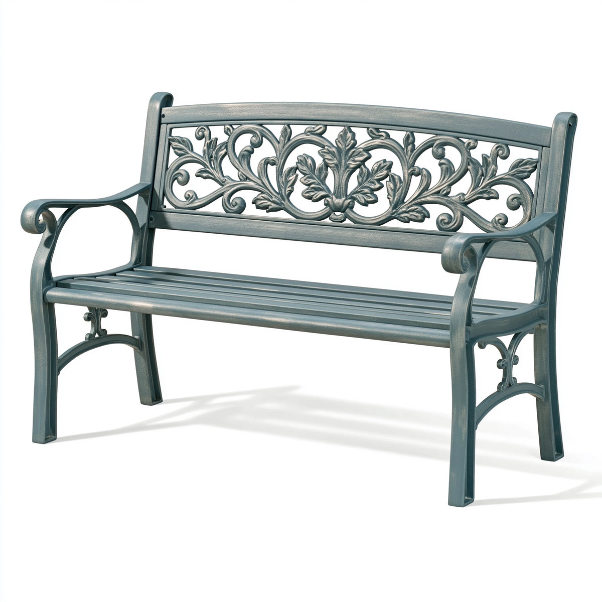 Gartenbank 120 x 60 x 90 cm aus Aluminiumguss Grau im klassischen Stil