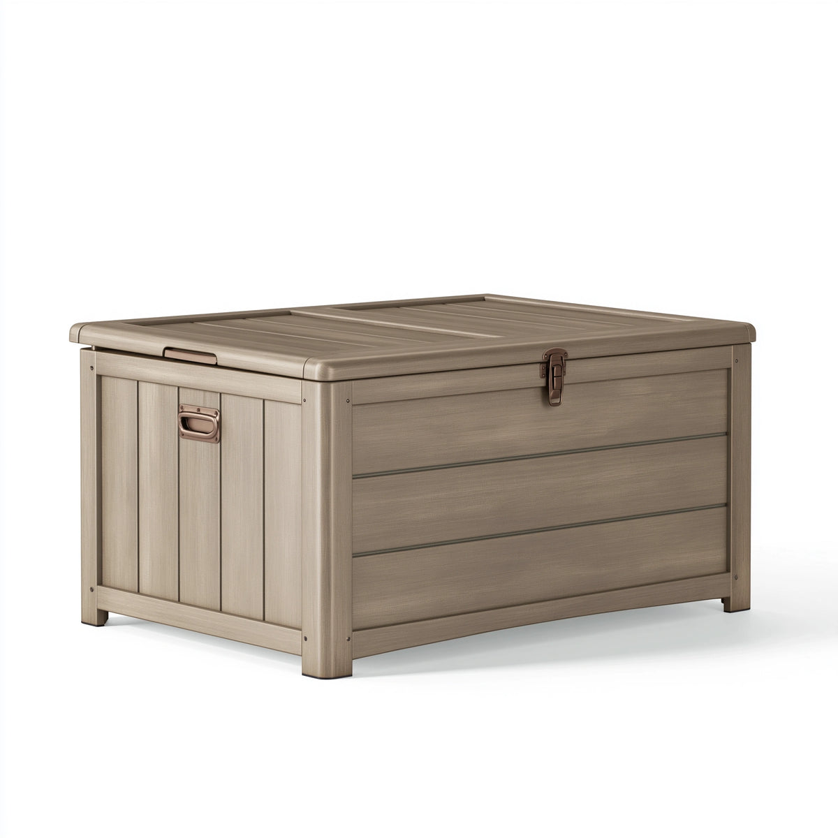 Aufbewahrungstruhe 120 x 60 x 65 cm Kunststoff Taupe für Garten mit Klappdeckel