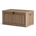 Aufbewahrungsbox 120 x 60 x 63 cm Kunststoff Braun mit Deckel in Holzoptik