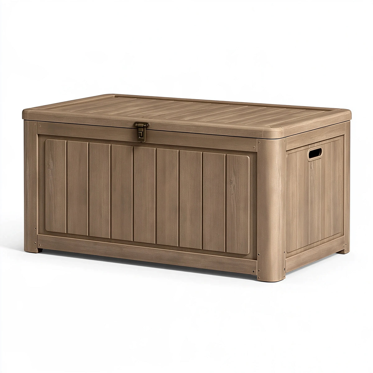 Aufbewahrungsbox 120 x 60 x 63 cm Kunststoff Braun mit Deckel in Holzoptik