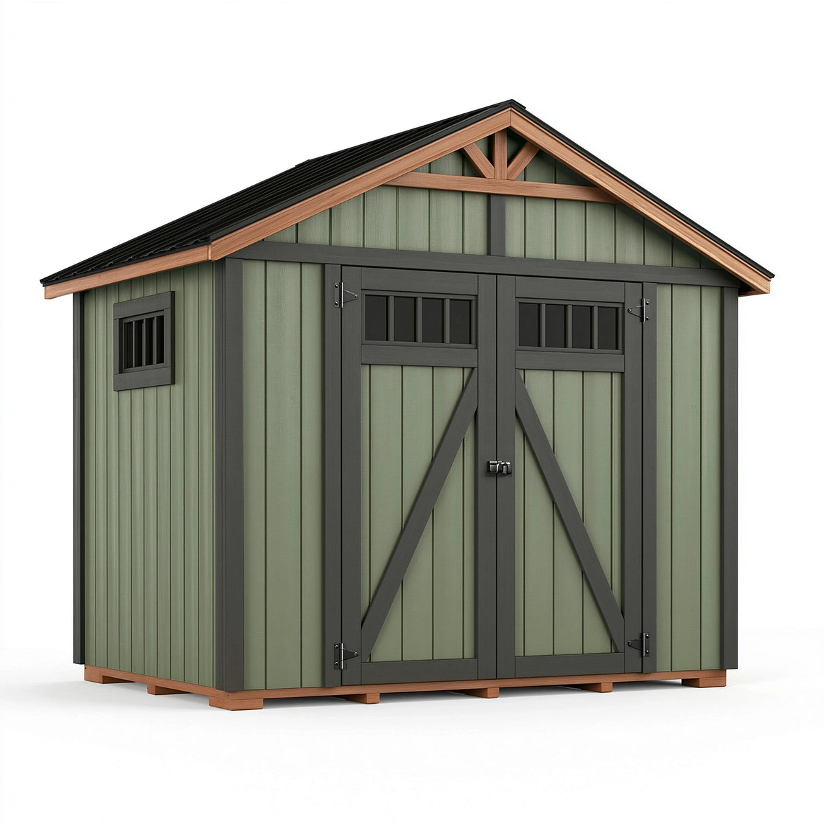 Gartenhaus 300 x 240 x 250 cm aus Holz Grün - Gerätehaus mit Doppeltür