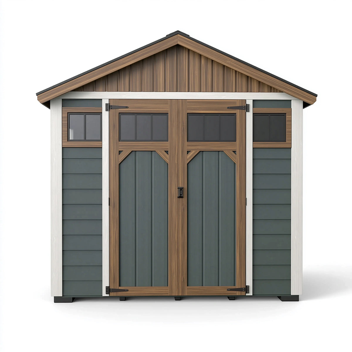 Gartenhaus 300 x 240 x 250 cm aus Holz Braun Anthrazit mit Doppeltür im Landhausstil