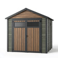 Gartenhaus 240 x 180 x 220 cm aus Holz in Grün Braun mit Doppeltür und Satteldach