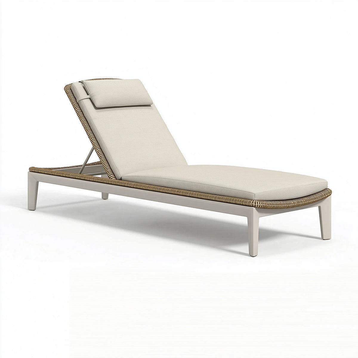 Sonnenliege 200 x 70 x 85 cm Aluminium Beige mit Seilbespannung verstellbar
