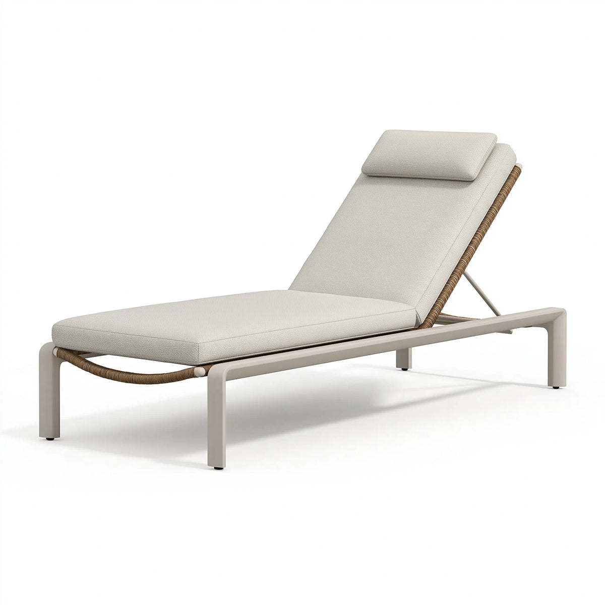 Sonnenliege 200 x 70 x 35 cm Aluminium Textilgewebe Beige Braun mit verstellbarer Rückenlehne
