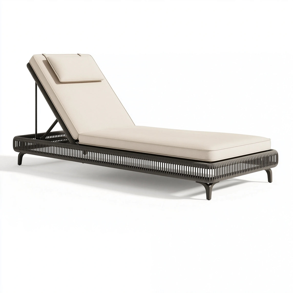 Gartenliege 200 x 70 x 35 cm mit Textilpolsterung Beige Schwarz verstellbare Rückenlehne