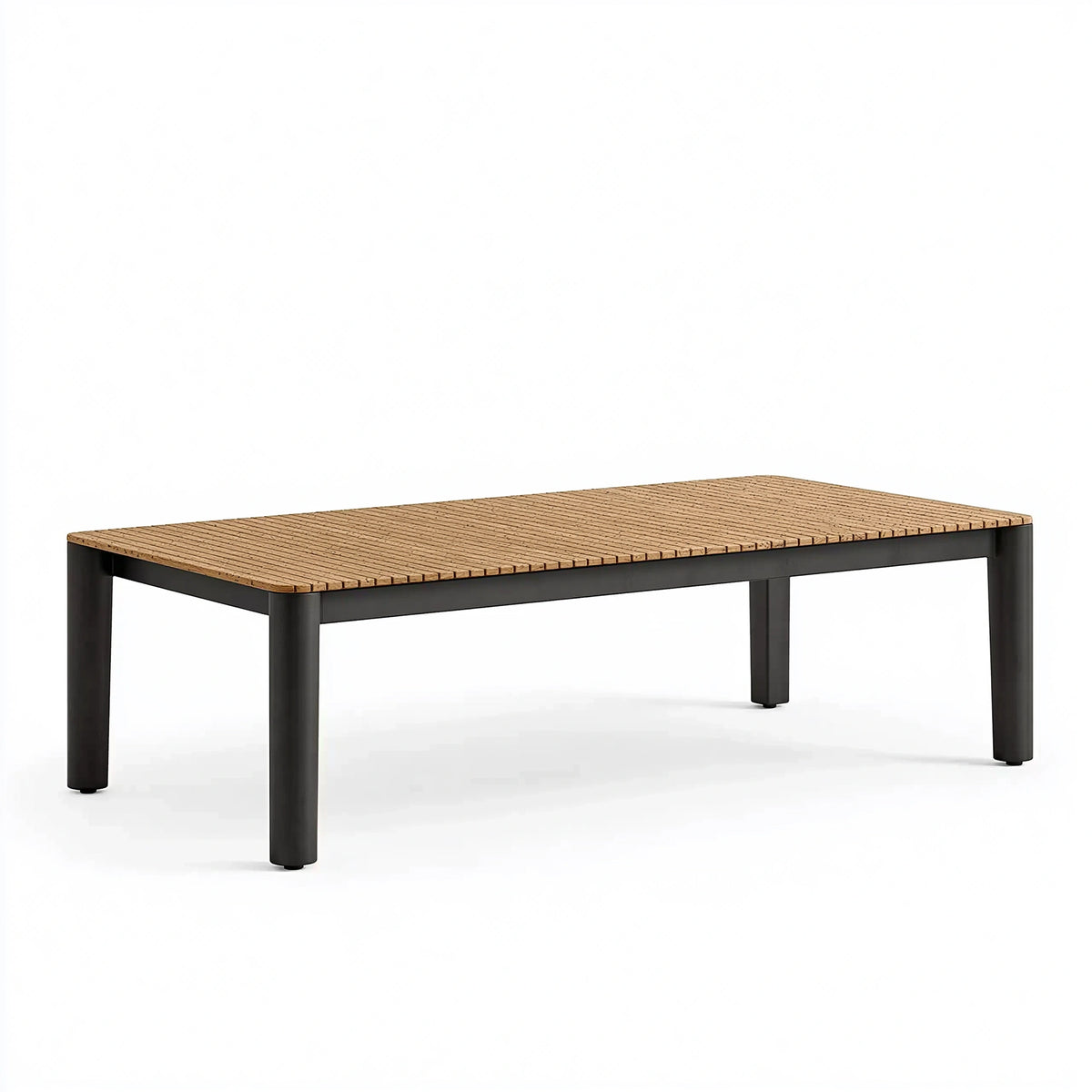 Gartentisch 180 x 90 x 75 cm Holz Metall Natur/Schwarz - rechteckiger Esstisch für den Außenbereich