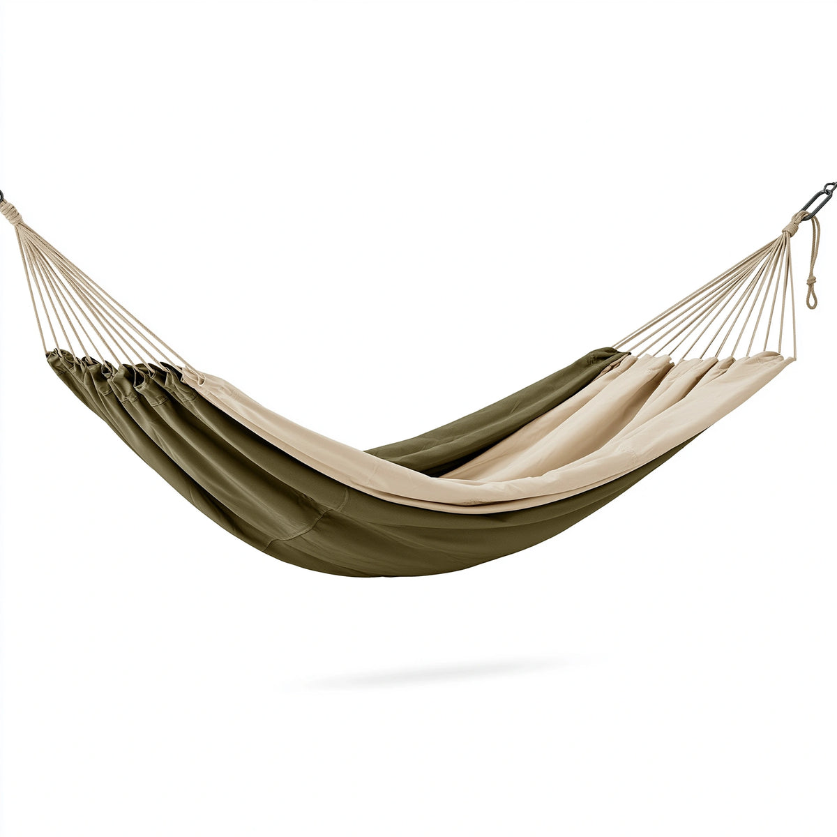 Hängematte 300 x 150 cm Textil Olivgrün Beige für Innen und Außen