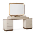 Schminktisch Set 160 x 50 x 150 cm Holzwerkstoff Beige Braun mit beleuchtetem Spiegel und Schubladen