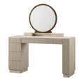 Schminktisch Set 120 x 45 x 150 cm Holzwerkstoff Beige/Braun geriffeltes Design mit rundem Spiegel