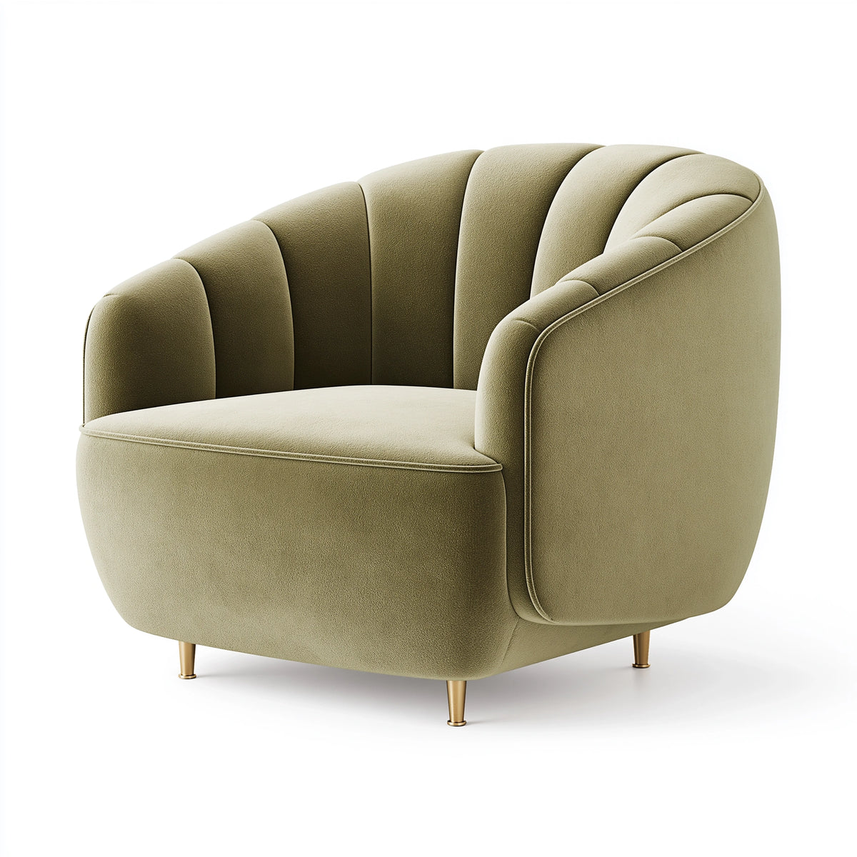 Sessel 85 x 80 x 78 cm aus Textil in Salbeigrün mit Metallfüßen im modernen Stil
