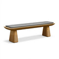 Sitzbank 140 x 40 x 45 cm Holz Braun mit grauem Kunstlederpolster im modernen Stil