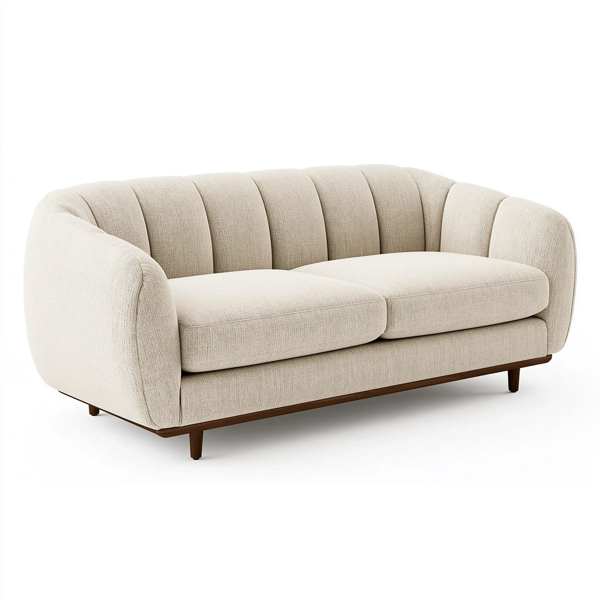 Zweisitzer Sofa 180 x 85 x 78 cm in Creme mit Textilbezug und Holzfüßen - modern