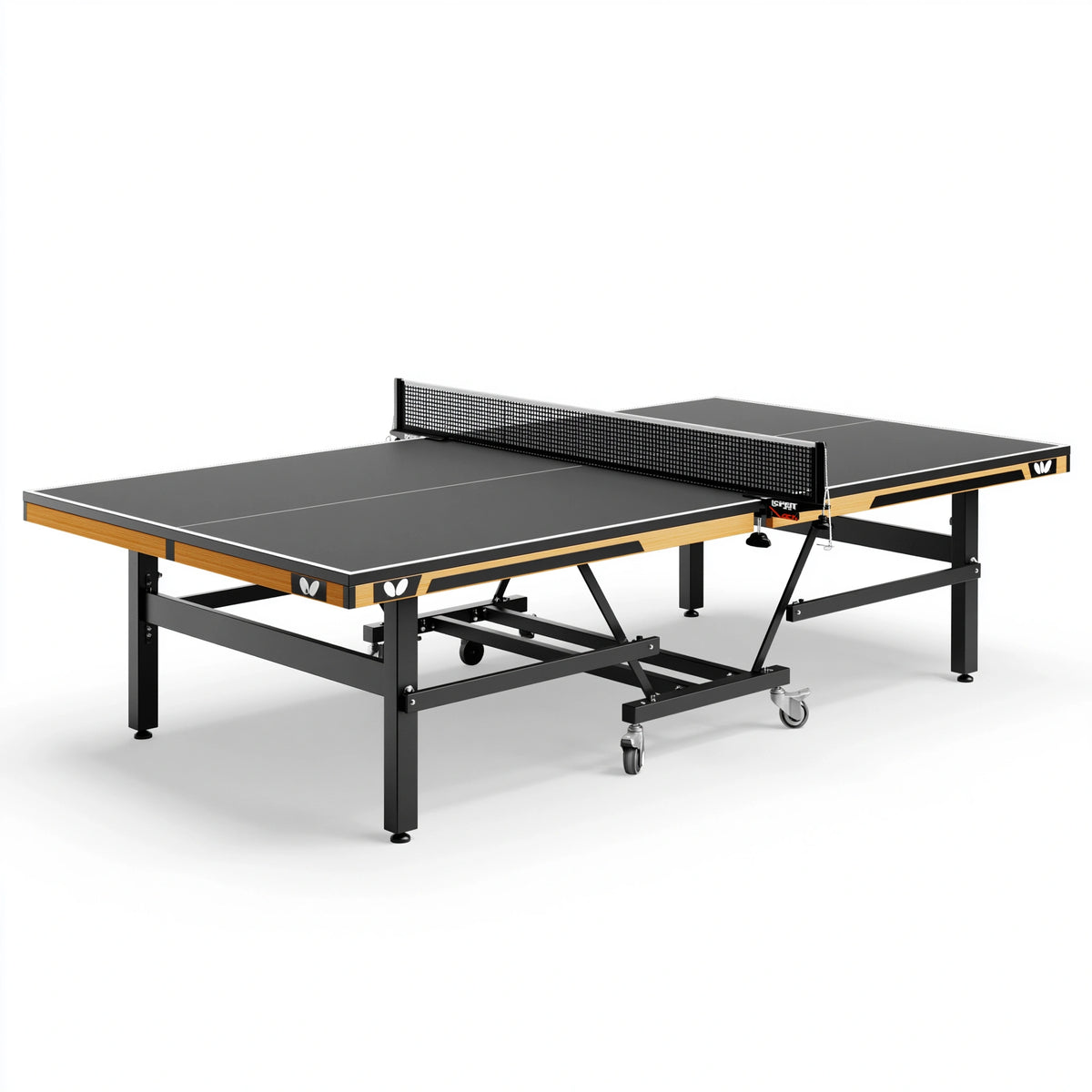 Tischtennisplatte 274 x 152.5 x 76 cm Schwarz Holzdekor klappbar mit Netz