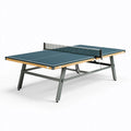 Tischtennisplatte 274 x 152.5 x 76 cm Blau mit Holzdekor und Stahlgestell für Indoor Tischtennis