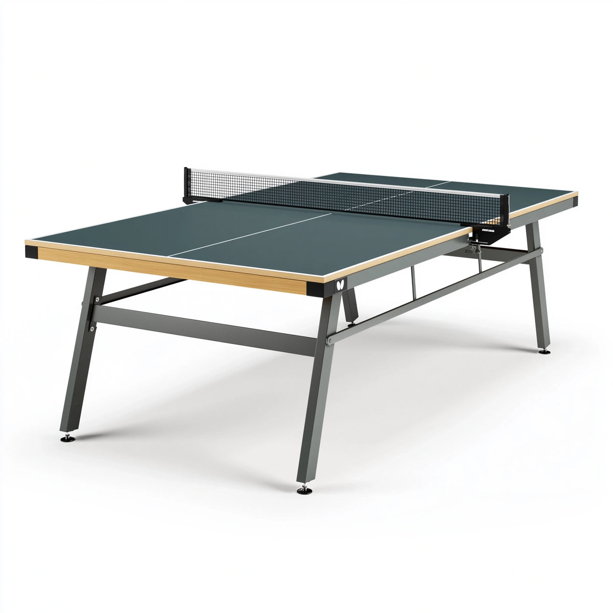 Tischtennisplatte 274 x 152.5 x 76 cm MDF Dunkelgrün mit Stahlgestell und Netz