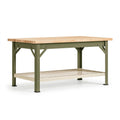 Werkbank 120 x 60 x 90 cm mit Holzplatte und Metallgestell Grün Beige - Industrie-Stil mit Ablage