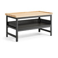 Werkbank 160 x 60 x 90 cm aus Holz und Stahl Schwarz Natur im Industriestil
