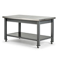 Werkbank 120 x 60 x 85 cm aus Stahl in Anthrazit Silber - höhenverstellbar mit Rollen und Ablage