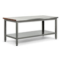 Werkbank 180 x 60 x 90 cm aus Stahl Silberbraun mit Lochboden