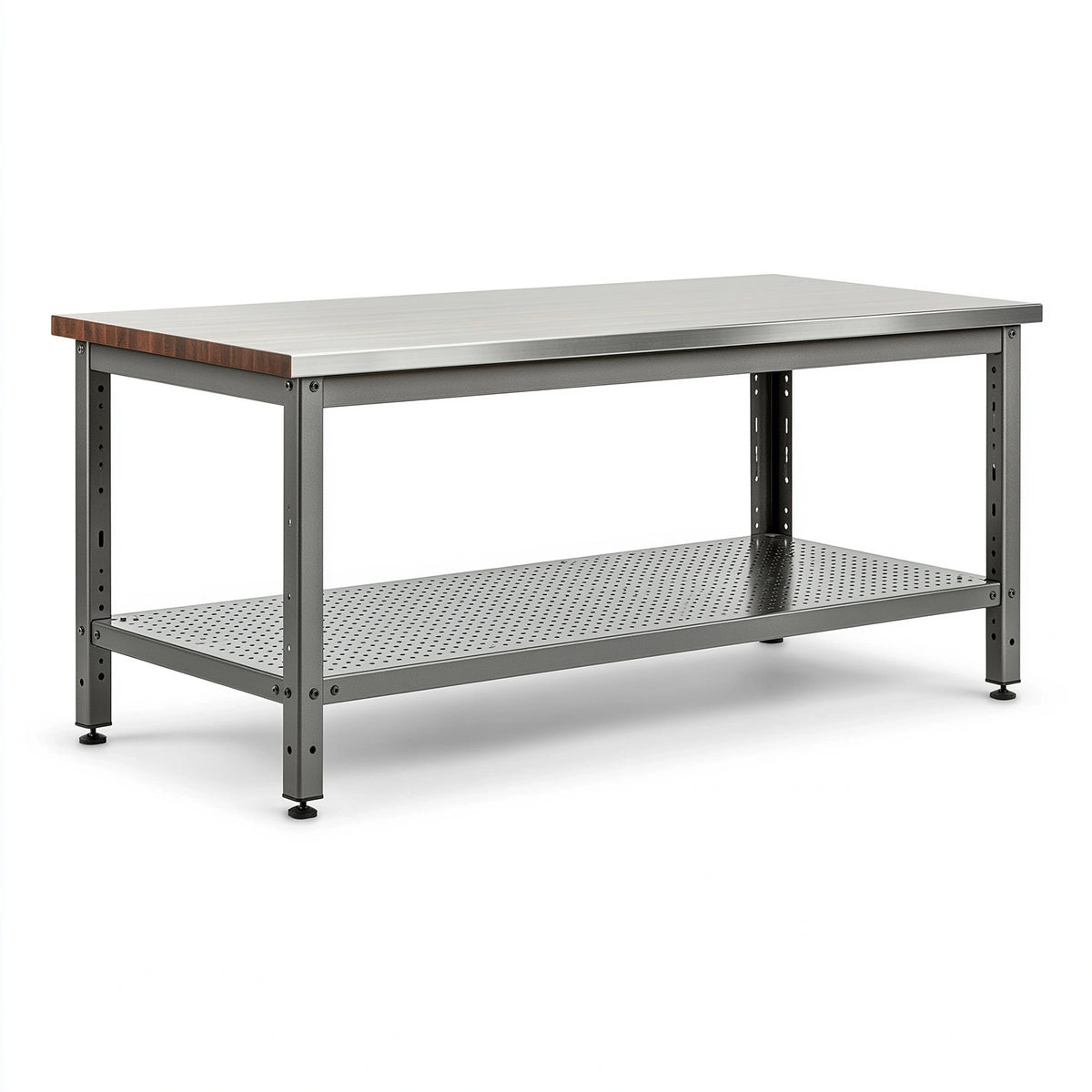 Werkbank 180 x 60 x 90 cm aus Stahl Silberbraun mit Lochboden