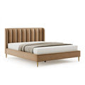 Polsterbett 180 x 200 cm Beige mit vertikal gestepptem Kopfteil