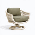 Drehsessel 85 x 82 x 88 cm aus Rattan Natur/Olive mit Textilpolsterung