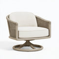 Drehsessel 78 x 76 x 82 cm aus Holz und Geflecht in Cremebeige mit Polsterung