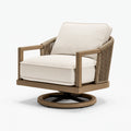 Drehsessel 82 x 88 x 92 cm in Beige und Braun mit Holzrahmen Kordelgeflecht und Polsterung