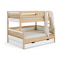 Etagenbett 200 x 90 cm Holz Weiß Natur mit Leiter und Bettkasten