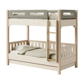 Etagenbett 90 x 200 cm aus Holzwerkstoff in Creme und Olivgrün mit Leiter